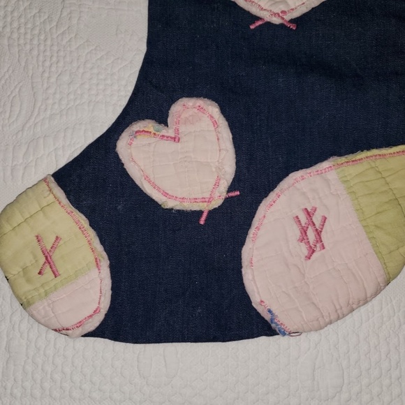 Handmade Christmas Stocking Quilt and Denim Cat - Picture 4 of 4